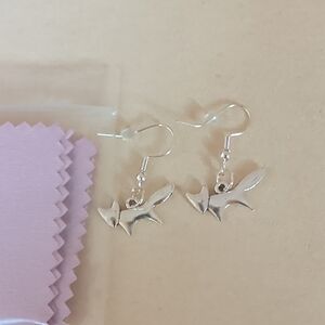 Handcrafted Silver Tiny Fox Dangle Earrings New